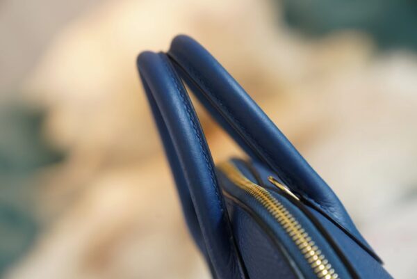 331048f8a21aef1 Fashion Hermes Mini Bolide 18CM 71 Blue France Evercolor Leather Gold Hardware