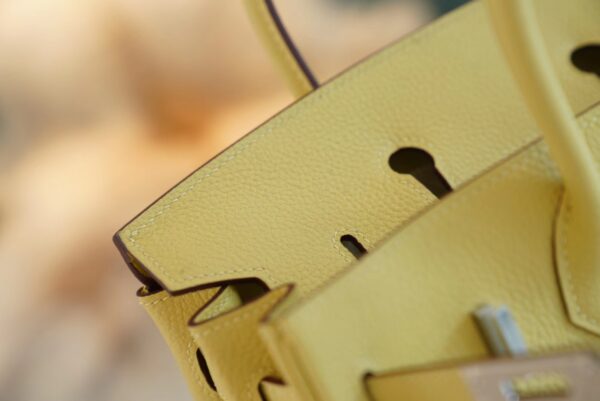 3348848be28a600 Full Handmade Hermes Birkin Bag25CM 1Z Jaune Poussin Togo Leather Silver Hardware