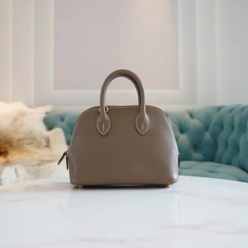 Wholesale Hermes Chevre Leather Mini Bolide 18CM CK18 Etoupe Gold Hardware
