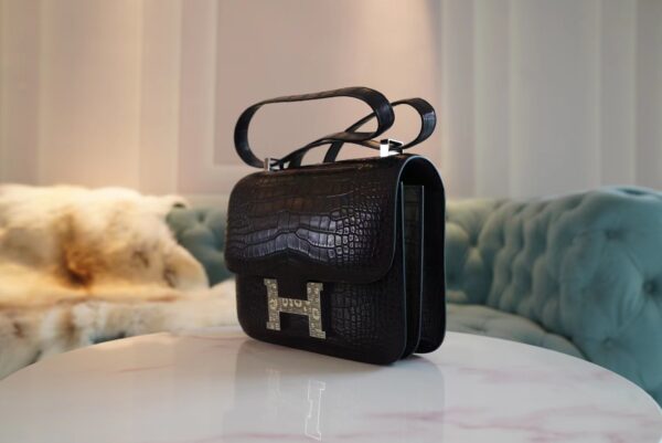 34157247e61b18d God Factory Bags Hermes Matte Crocodile Constance 24CM CK89 Nior Lizard Buckle