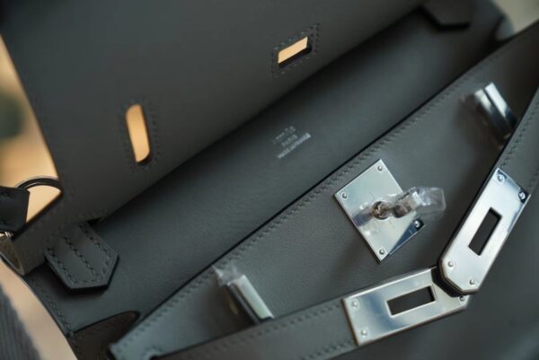 3446bd87d0aa712 Full Handmade Hermes 0L Gris Meyer Swift Leather Jypsiere Mini Silver Hardware