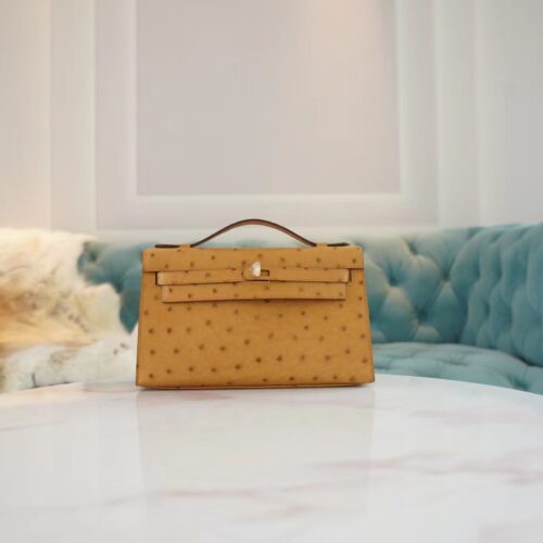 God Factory Bags Hermes Tabac-Camel South Africa KK Ostrich Mini Kelly Pochette22cm