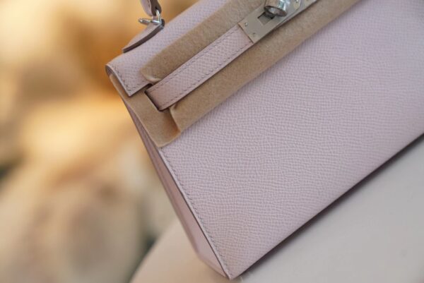 34989bb2fae992d God Factory Bags Hermes 09 Mauve Pale Epsom Leather Mini Kelly 19CM Silver Hardware