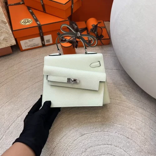 Taiwan Hermes Kelly Desordre Bag 0S Vert Fizz Epsom Leather Silver Hardware