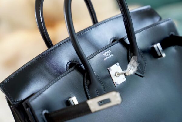 34d6e8b7733266c Hand Stitch Hermes Birkin Bag25CM CK89 Nior Box Leather Silver Hardware