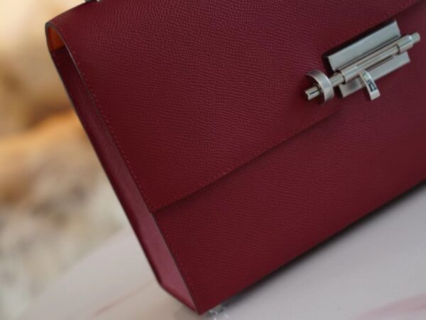 34f89345ebc5d54 God Factory Bags Hermes Verrou 21CM K1 Rouge Grenade/ Orange Inner Epsom Silver Hardware
