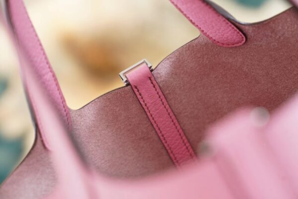 35251beb4ab1300 God Factory Bags Factory Hermes Picotin18CM Tote Bag 5P Rose Clemence Leather Silver Hardware