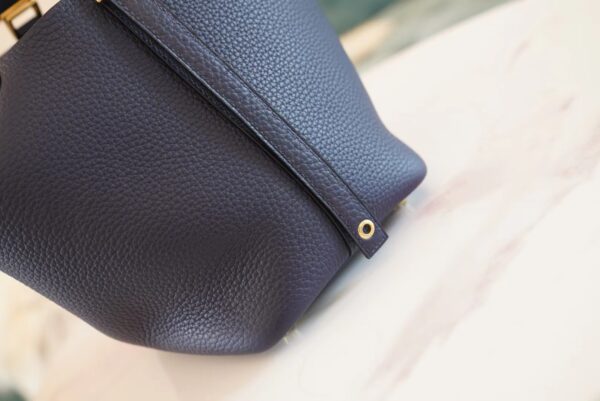 35d9b0894b8ceb1 Full Handmade Hermes Picotin Bag18CM Blue Nuit Clemence Leather Gold Hardware