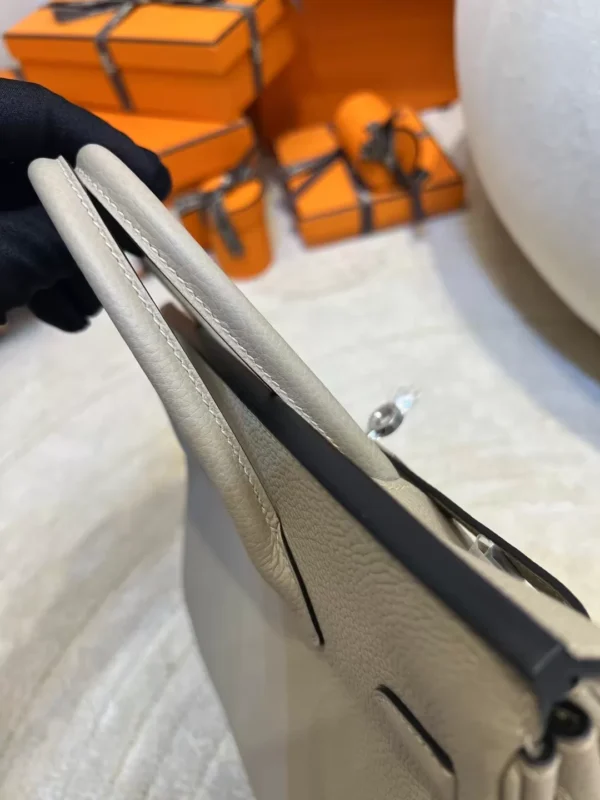 35f2ecb373b602d-jpg Handmade Hermes Togo Leather Birkin 25CM 81 Gris Tourterelle Silver Hardware