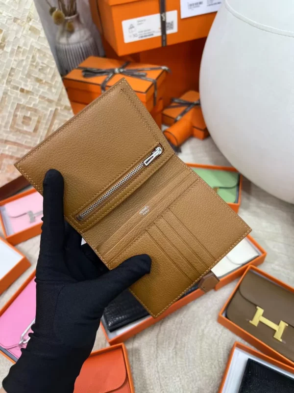 360341010b2ef0f-jpg Handmade Hermes 37 Gold KK Ostrich Skin Short Bearn Wallet Silver Hardware