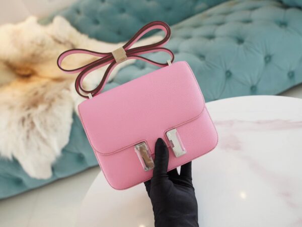 36308dc22c1ed1e-1 God Factory Bags Factory Hermes 5P Pink Epsom Leather Constance Bag19CM Silver Hardware