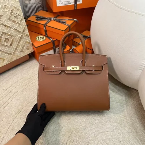 UK London Hermes Madame Leather 37 Gold Birkin Sellier 25CM Gold Hardware