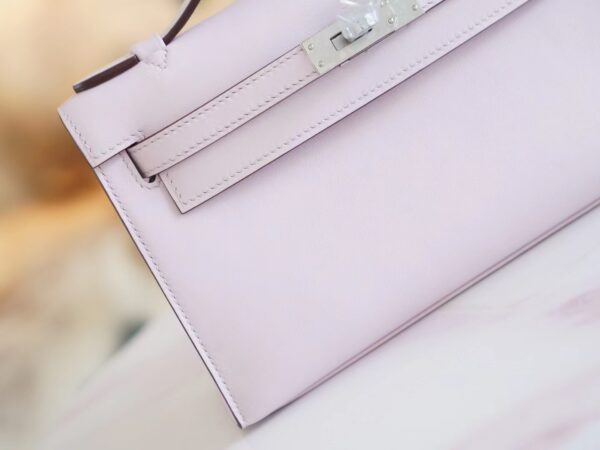 366f2c0b08ea3f6 Sale Hermes Mini Kelly Pochette22cm 09 Mauve Pale Swift Leather Silver Hardware