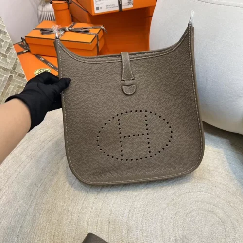 Handmade Hermes Evelyne 29CM 18 Etoupe Clemence Leather Silver Hardware