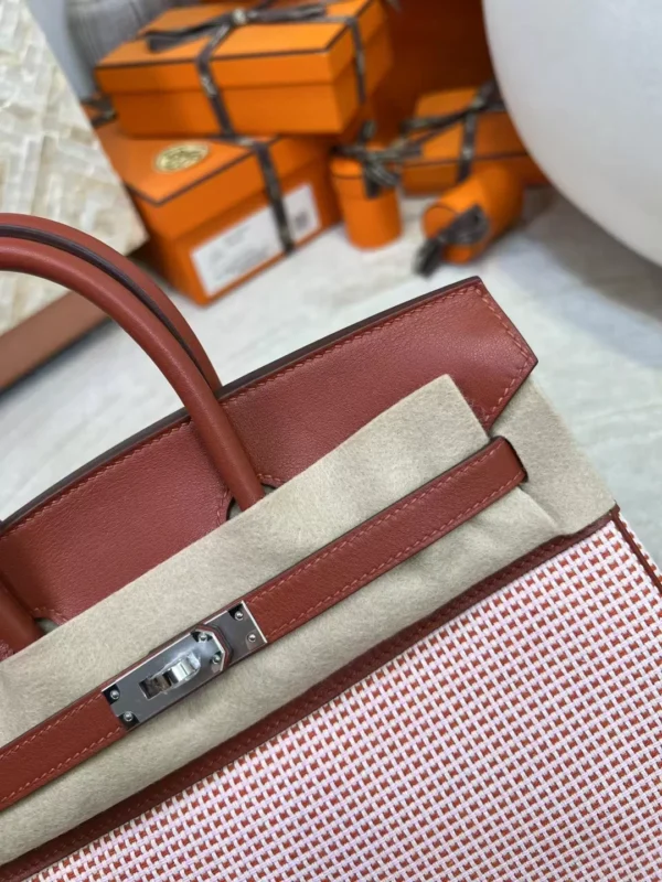 3741e4a6c5a4f3a-jpg Stock Toil Canvas / Leather Brique Birkin 25CM Silver Hardware Women’s Bag