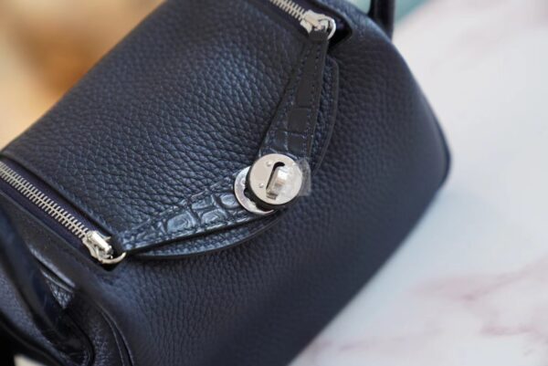 37d8367dbdb99ed God Factory Bags Hermes 2Z Blue Nuit Clemence Leather Mini Lindy Touch19CM
