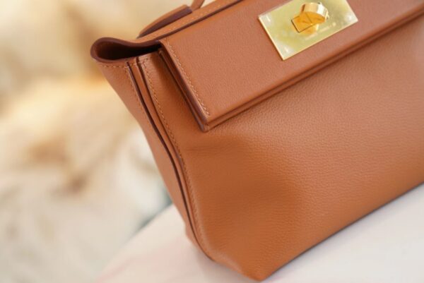38a64d453dc0194 Hermes Boutique Mini Kelly 24/24 CK37 Gold Evercolor Leather Women’s Bag