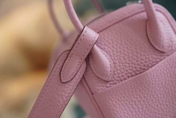 38acafc8dee811e On Sale Hermes Mini Lindy 19CM X9 Mauve Sylyestre Clemence Leather Silver Hardware
