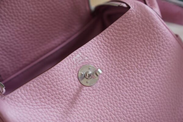 38b4d8c7711d2c7 On Sale Hermes Mini Lindy 19CM X9 Mauve Sylyestre Clemence Leather Silver Hardware