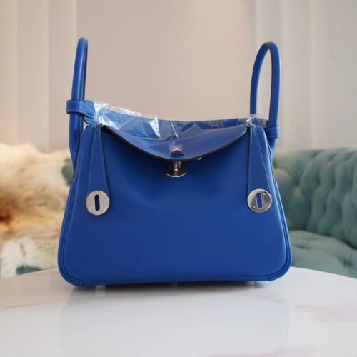 Wholesale Hermes Blue France Lindy 26CM Swift Leather Silver Hardware