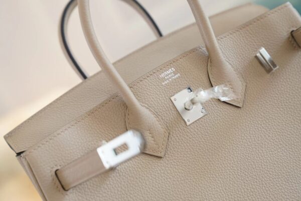 39078f83a30f4b4 Full Handmade Hermes Birkin25CM CK81 Gris Tourterelle Togo Leather Silver Hardware