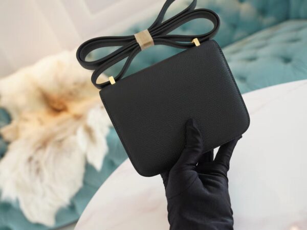 39187a435b7be1f Full Handmade Hermes CK89 Black Epsom Leather Constance14cm Gold Hardware
