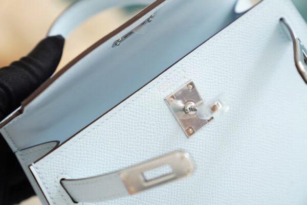 391b34dd7f80d0b Hermes Handmade Boutique T0 Blue Brume Epsom Leather Mini Kelly19CM Silver Hardware