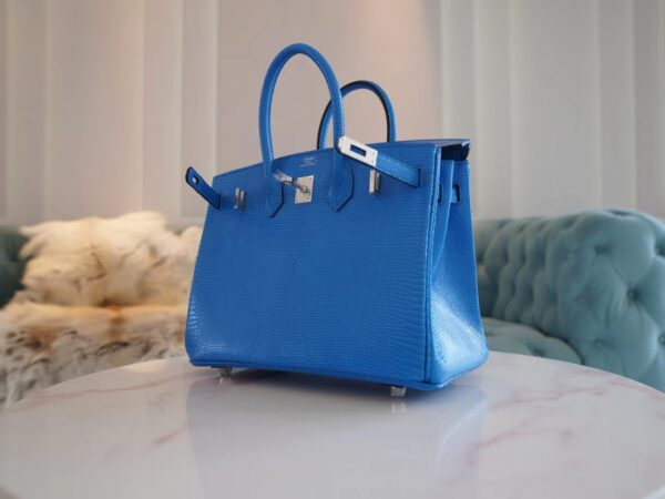 399908fdb635e06 God Factory Bags Hermes Lizard Leather Birkin 25CM 7W Blue Izmir Silver Hardware