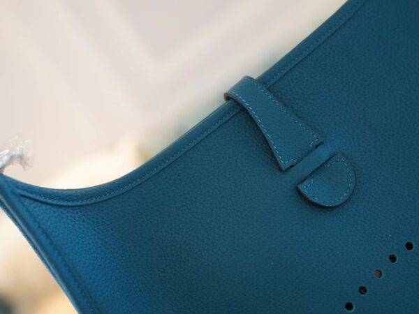 39c90ef6bde6893 Full Handmade Hermes 1P Blue Colvert TC Leather Evelyne 29CM Silver Hardware
