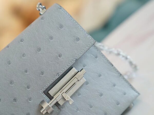 3a4589171df87b7 God Factory Bags Hermes Factory 8U Blue Glacier KK Ostrich Skin Verrou Mini Silver Hardware