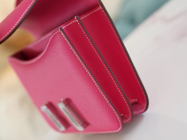 3a4bec26ee357f0 Wholesale God Factory Bags Hermes Constance 19CM E5 Rose Tyrien Epsom Leather Silver Hardware