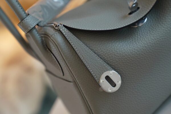 3a5427daca65daa Full Handmade Hermes 4Z Gris Mouette Clemence Lindy 26CM Silver Hardware