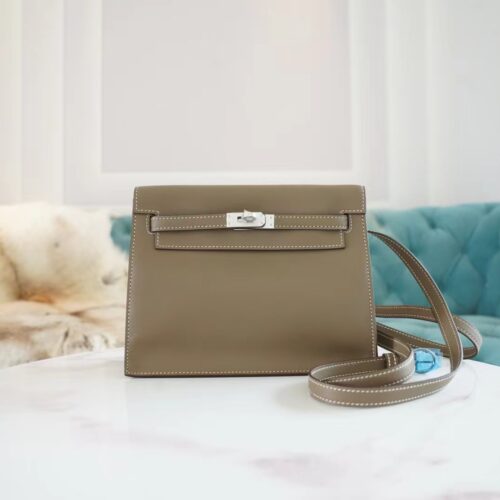 God Factory Bags Hermes Kelly Danse 22CM CK18 Etoupe Swift Leather Silver Hardware