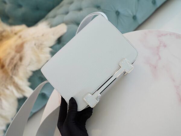3b473fabd49da63 Hong Kong Hermes Geta 20CM Chevre Mysore T0 Blue Brume/ 10 Craie Inner Silver Hardware