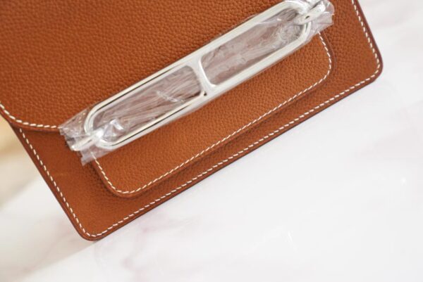 3b97b8861743f33 Full Handmade Hermes Roulis Mini18cm 34 Fauve Barenia Faubourg Silver Hardware