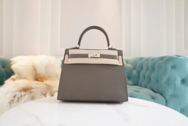3bb6d5dd2cfce1a-1 Hermes Handmade Boutique 8F Etain Epsom Leather Kelly 25CM Silver Hardware