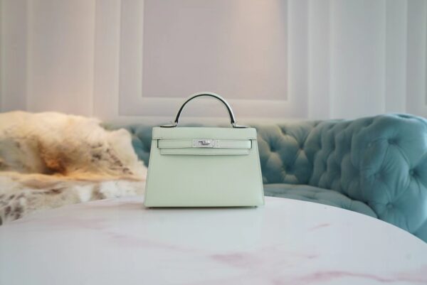 3bbddbe698d454d-1 God Factory Bags Hermes Factory 0S Vert Fizz Mini Kelly 19CM Epsom Leather Silver Hardware