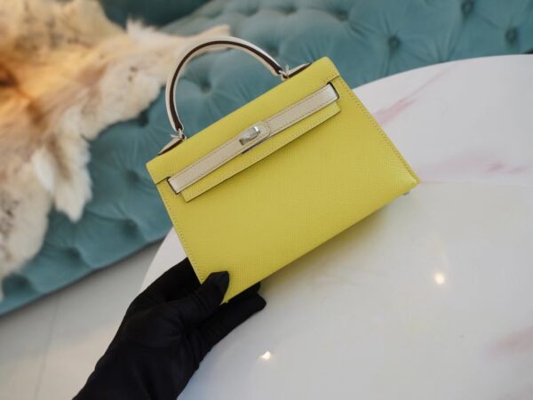 3c84a1b4f77a0a0 God Factory Bags Factory Hermes 9R Lemon Yellow & Craie Epsom Leather Mini Kelly19CM