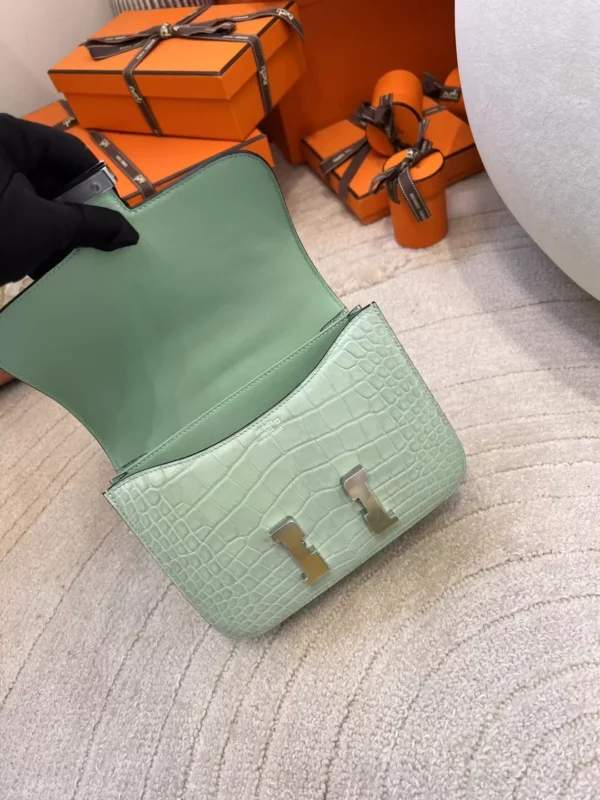 3c8d45f05048eea-jpg Hermes Matte Alligator Crocodile Constance 19CM 6U Vert D’eau Silver Hardware