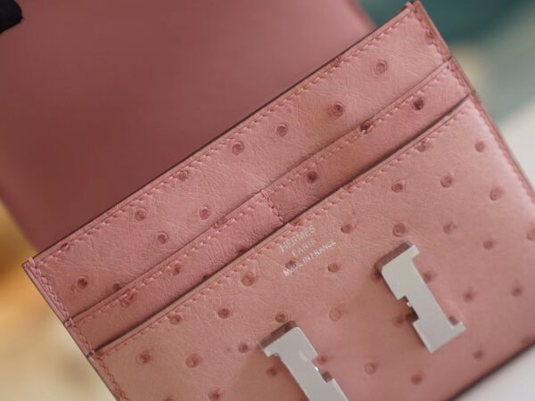 3d4a524dffe9114 Sale God Factory Bags Hermes 94 Terre Cuite Ostrich Leather Constance Wallet Silver Hardware