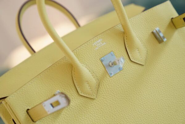 3d4e5ae09df453e Full Handmade Hermes Birkin Bag25CM 1Z Jaune Poussin Togo Leather Silver Hardware