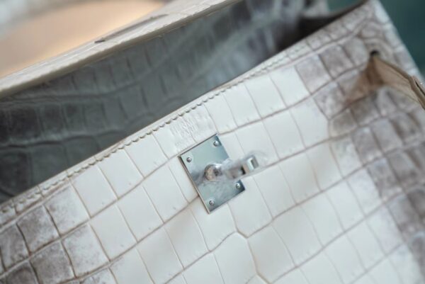3d53a46f0467304 Full Handmade Hermes Himalaya Crocodile Kelly 25CM Women’s Bag Silver Hardware