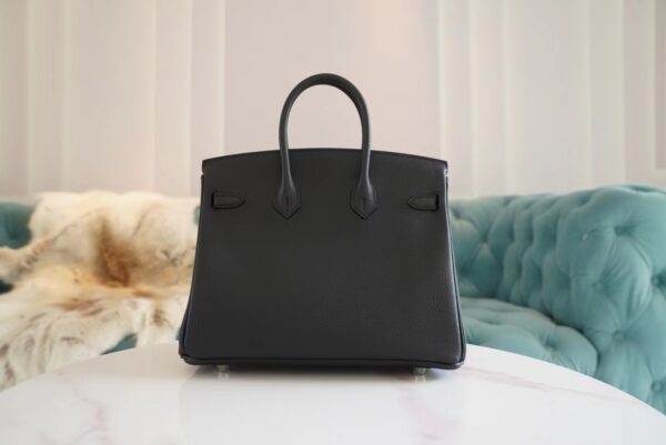 3dd0e07e3436d36 Full Handmade Hermes CK89 Black Togo Leather Birkin25CM Tote Bag Silver Hardware