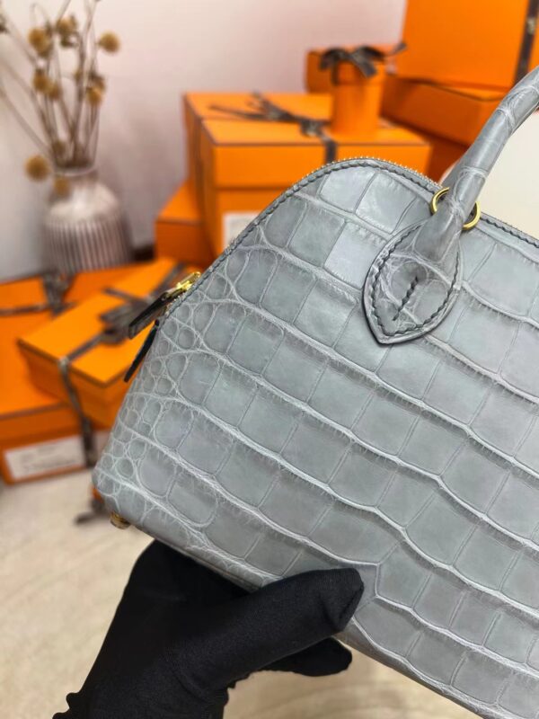 3e0265042155611 Australia Sydney Hermes Mini Bolide 18CM Matte Alligator 0V Gris Ciment Gold Hardware