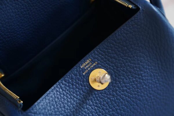 3eb3c41b645513a Fashion Hermes S4 Deep Blue Mini Lindy 19CM Clemence Leather Gold Hardware