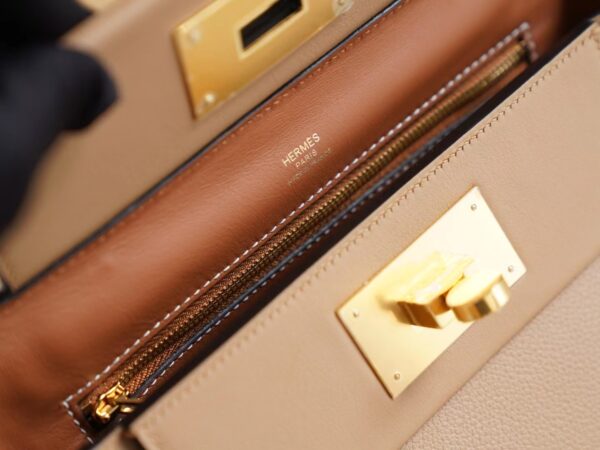 3edf02f55656ef7 God Factory Bags Hermes Kelly 24/24 Mini 0M Chai Evercolor Leather Gold Hardware