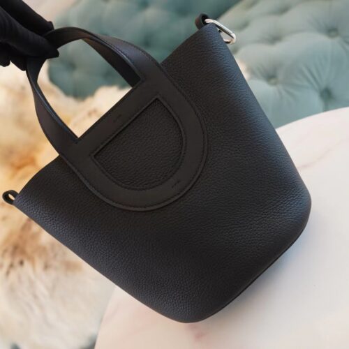 God Factory Bags Hermes In The Loop18CM CK89 Black Clemence Leather Silver Hardware