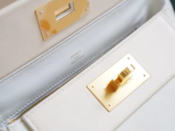 3f1f14f5b06886f Full Handmade Hermes 01 Blanc & I2 Nata Evercolor Mini Kelly 24/24 Gold Hardware