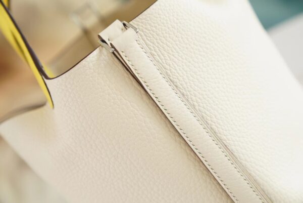 3fb7511b762ad6a God Factory Bags Hermes Picotin lock Touch18CM Craie & Lemon Yellow TC Leather/Ostrich Handles