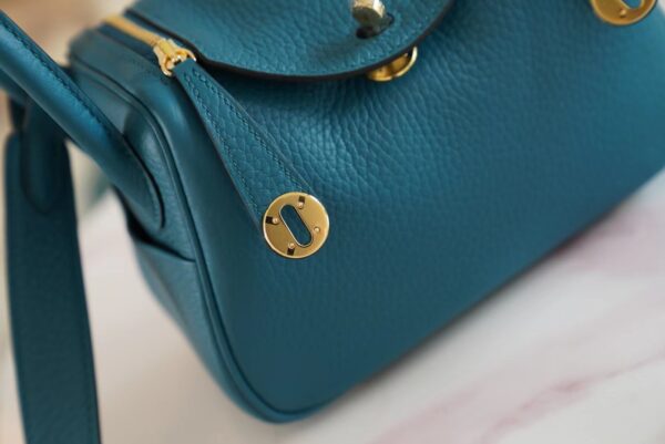 3fd0562ed323c8b Full Handmade Hermes W0 Bosphore Clemence Leather Mini Lindy19CM Gold Hardware